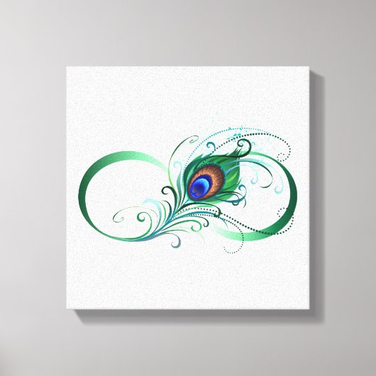 Oneindigheidssymbool met pauwveer canvas afdruk (Voorkant)