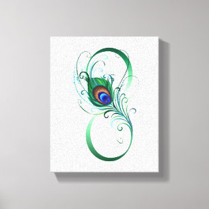 Oneindigheidssymbool met pauwveer canvas afdruk