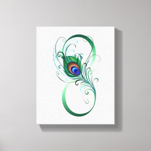 Oneindigheidssymbool met pauwveer canvas afdruk (Voorkant)