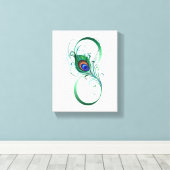 Oneindigheidssymbool met pauwveer canvas afdruk (Insitu (Houten vloer))