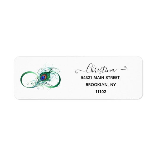 Oneindigheidssymbool met pauwveer etiket (Voorkant)