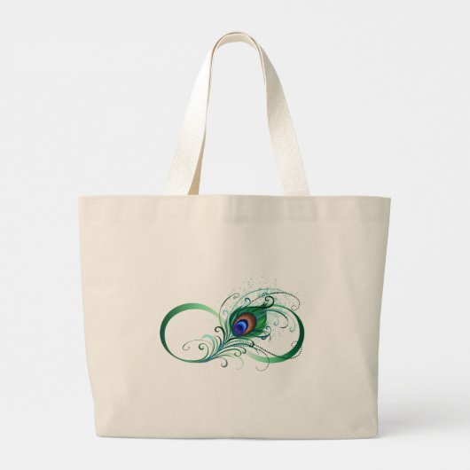 Oneindigheidssymbool met pauwveer grote tote bag (Achterkant)