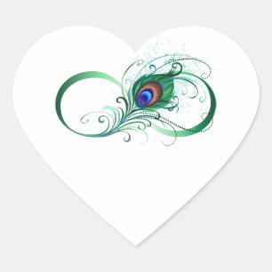 Oneindigheidssymbool met pauwveer hart sticker