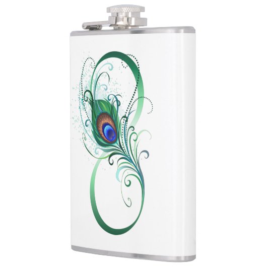 Oneindigheidssymbool met pauwveer heupfles (Links)