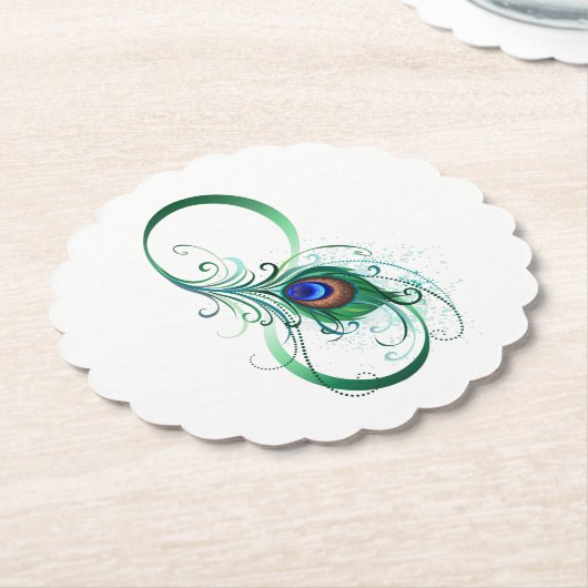 Oneindigheidssymbool met pauwveer kartonnen onderzetters (Gekanteld)