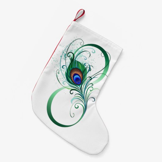 Oneindigheidssymbool met pauwveer kleine kerstsok (Voorkant (Hangend))