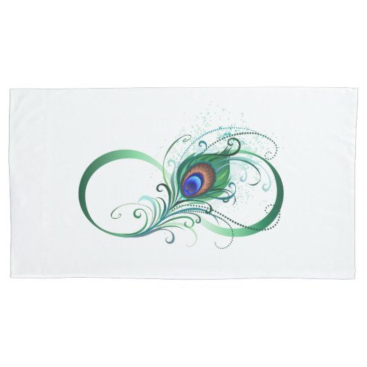 Oneindigheidssymbool met pauwveer kussensloop (Voorkant-Links)