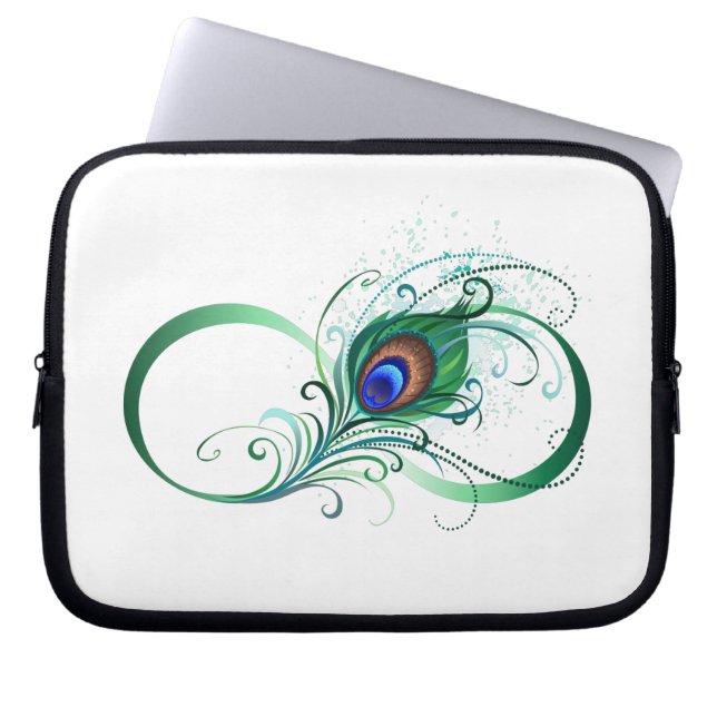 Oneindigheidssymbool met pauwveer laptop sleeve (Voorkant)