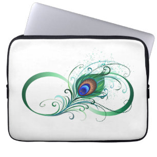 Oneindigheidssymbool met pauwveer laptop sleeve