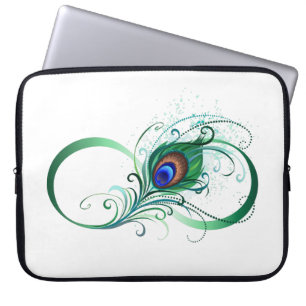 Oneindigheidssymbool met pauwveer laptop sleeve