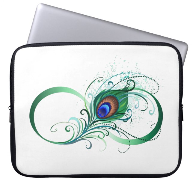 Oneindigheidssymbool met pauwveer laptop sleeve (Voorkant)