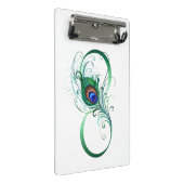 Oneindigheidssymbool met pauwveer mini klembord (Schuin)