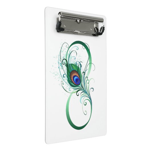 Oneindigheidssymbool met pauwveer mini klembord (Schuin)
