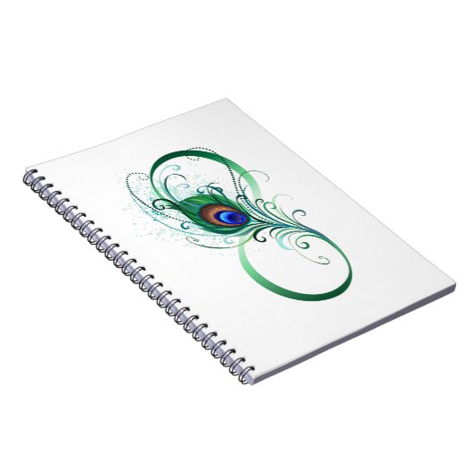 Oneindigheidssymbool met pauwveer notitieboek (Rechterzijde)