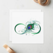 Oneindigheidssymbool met pauwveer notitiekaartje (Voorkant / Achterkant in situ)