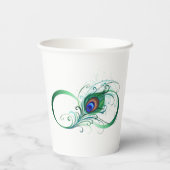 Oneindigheidssymbool met pauwveer papieren bekers (Achterkant)