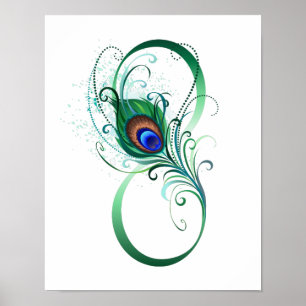 Oneindigheidssymbool met pauwveer poster