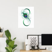 Oneindigheidssymbool met pauwveer poster (Thuiskantoor)