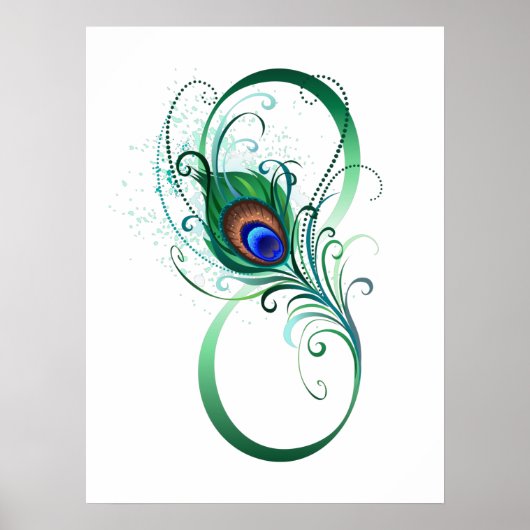 Oneindigheidssymbool met pauwveer poster (Voorkant)