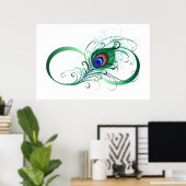 Oneindigheidssymbool met pauwveer poster (Thuiskantoor)