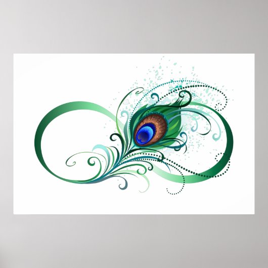 Oneindigheidssymbool met pauwveer poster (Voorkant)