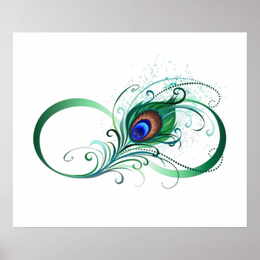 Oneindigheidssymbool met pauwveer poster (Voorkant)