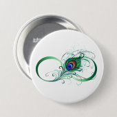Oneindigheidssymbool met Pauwveer Ronde Button 7,6 Cm (Voorkant /achterkant)