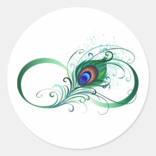 Oneindigheidssymbool met Pauwveer Ronde Sticker