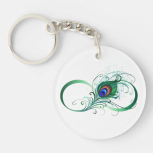 Oneindigheidssymbool met pauwveer sleutelhanger