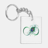 Oneindigheidssymbool met Pauwveer Sleutelhanger (Voorkant Links)