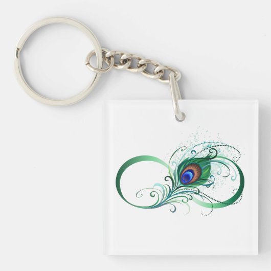 Oneindigheidssymbool met Pauwveer Sleutelhanger (Voorkant)