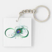 Oneindigheidssymbool met Pauwveer Sleutelhanger (Achterkant)