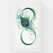 Oneindigheidssymbool met pauwveer spandoek (Verticaal)