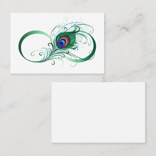 Oneindigheidssymbool met pauwveer visitekaartje (Voorkant / Achterkant)