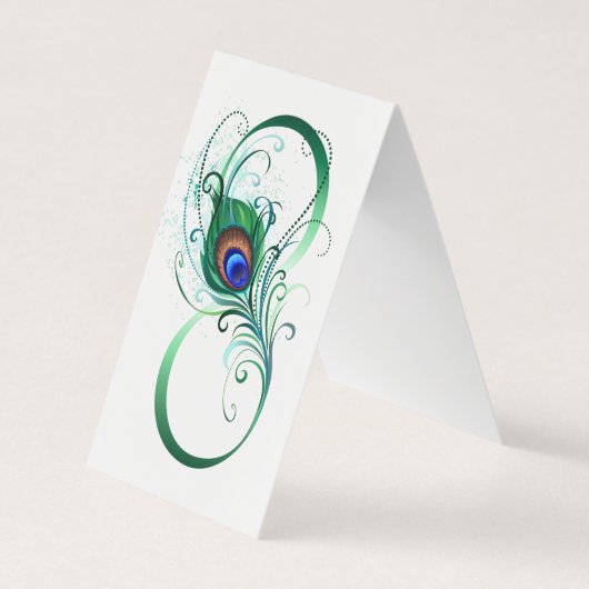 Oneindigheidssymbool met pauwveer visitekaartje (Voorkant)