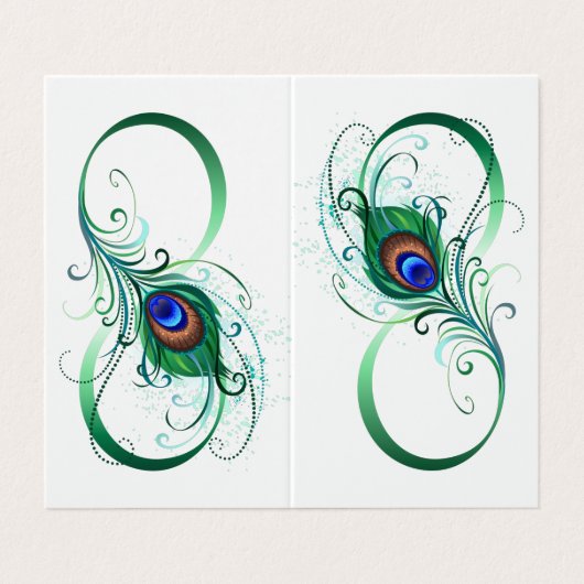 Oneindigheidssymbool met pauwveer visitekaartje (Buitenkant ongevouwen)