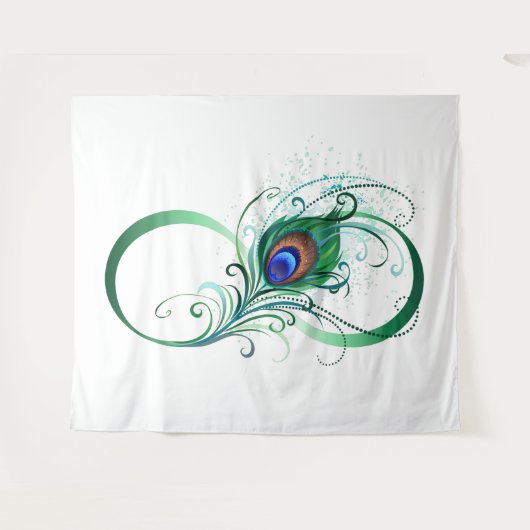 Oneindigheidssymbool met pauwveer wandkleed (Voorkant (horizontaal))