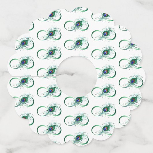 Oneindigheidssymbool met pauwveer wijnglaslabel (Voorkant)