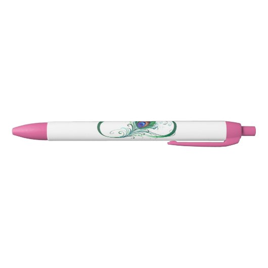 Oneindigheidssymbool met pauwveer zwarte inkt pen (Bodem)