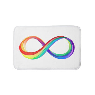 Oneindigheidssymbool met regenboog in lagen badmat