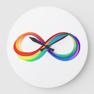 Oneindigheidssymbool met regenboog in lagen grote klok
