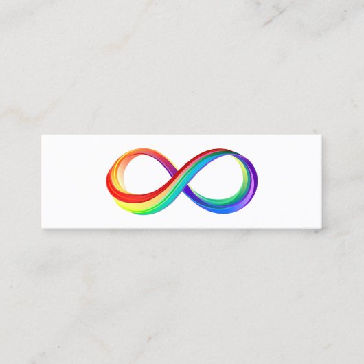 Oneindigheidssymbool met regenboog in lagen mini visitekaartje (Voorkant)