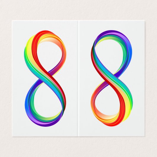 Oneindigheidssymbool met regenboog in lagen visitekaartje (Buitenkant ongevouwen)