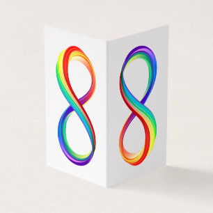 Oneindigheidssymbool met regenboog in lagen visitekaartje