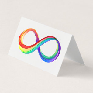 Oneindigheidssymbool met regenboog in lagen visitekaartje