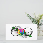 Oneindigheidssymbool met regenboogroos aankondiging (Staand voorkant)