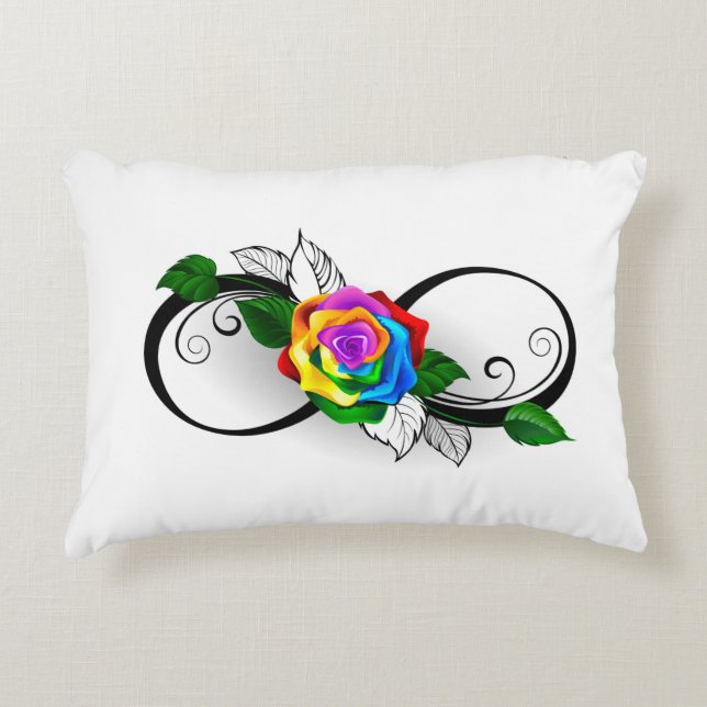 Oneindigheidssymbool met regenboogroos accent kussen (Voorkant)