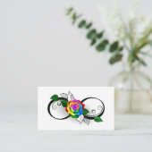 Oneindigheidssymbool met regenboogroos advieskaart (Staand voorkant)