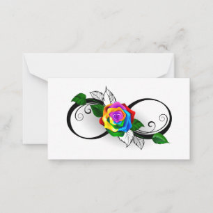 Oneindigheidssymbool met regenboogroos advieskaart