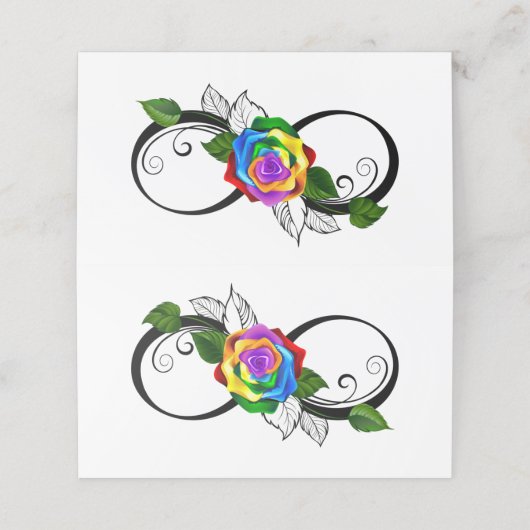 Oneindigheidssymbool met regenboogroos afsprakenkaart (Buitenkant ongevouwen)